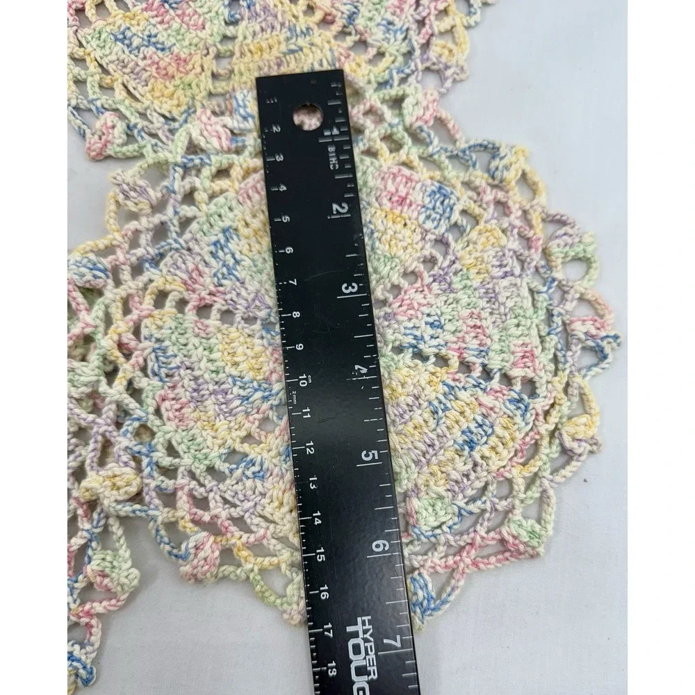 Vintage Crochet Doily Set of‎ 4 Pastel Pinwheel Lace 10